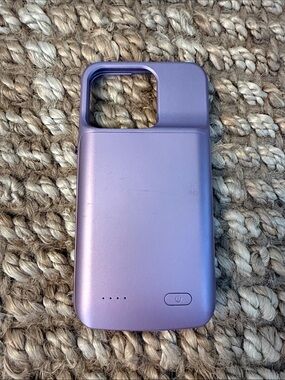 Portable Purple Battery Case for iPhone 14 Phone with LED Power Indicator